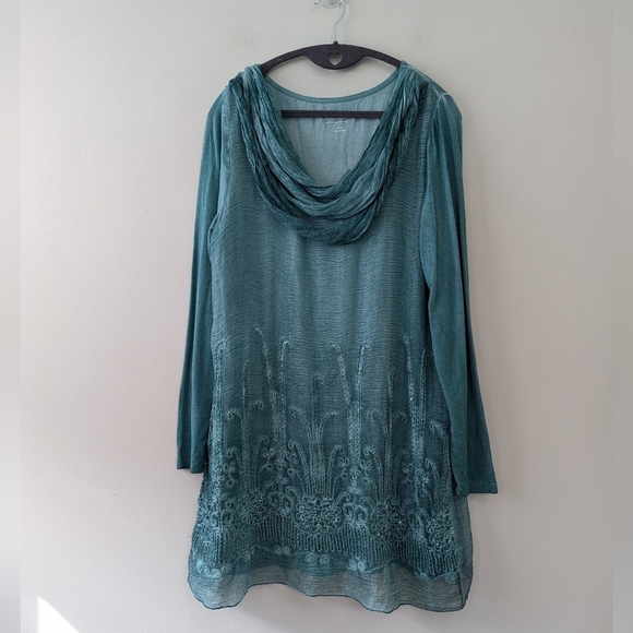 Soft Surroundings Embroidered Draped Silk Tunic Top - Picture 1 of 13